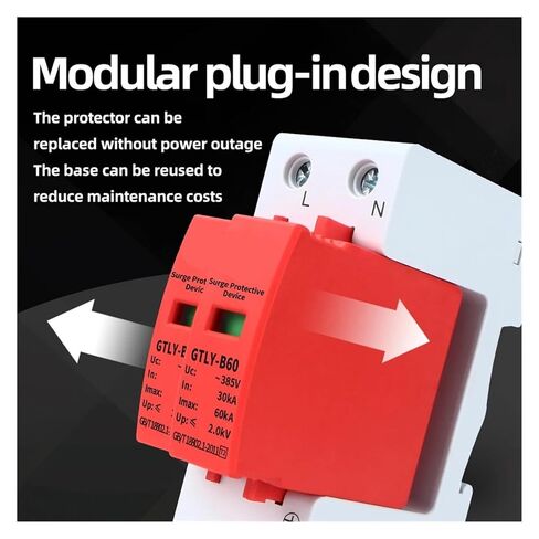 House Lightning Surge Protector AC SPD 1P 2P 3P 4P 40KA 60KA 220V 385V AC Protective Low-Voltage Arrester Device(3P,385V 30-60KA) in Saudi Arabia