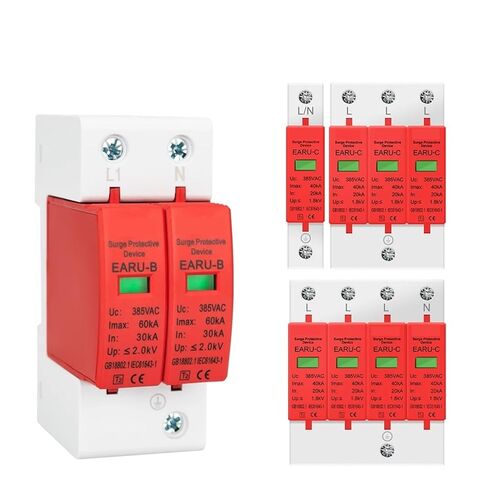 1 قطعة AC SPD 1P 2P 3P 4P 20 ~ 40KA 30KA ~ 60KA 385V House Lightning Surge Protector واقي الجهد المنخفض (4P، 20-40KA) in Kuwait