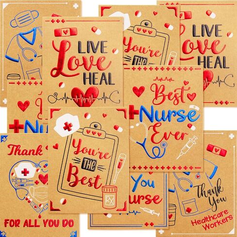 Fancy Land Nurses Week Appreciation Cards 24 Pack Kraft Thank You Cards for Nurses Healthcare Workers Foil Embossed Medical Appreciation in Kuwait