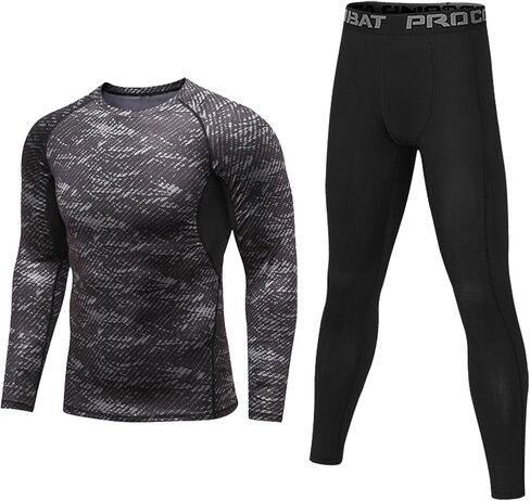 Men's Long Sleeve Compression Shirts, Quick Dry Athletic Base Layer Top and Pants in Saudi Arabia