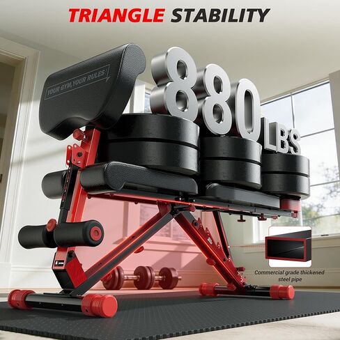 مقعد تمرين XDDIAS، مقعد وزن قابل للطي مع مجموعة تدريب مقاومة متغيرة، مقعد قابل للتعديل بوزن 880 رطل مع تمديد للساق، تجعيد الواعظ، مسند رأس ممتد، مقعد مسطح منحدر لتدريب القوة in Kuwait