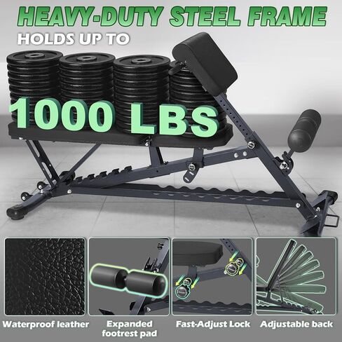 Adjustable Weight Bench with Roman Chair, Utility Workout Bench for home gym 1000 LBS MAX Incline/Decline/Sit Up Bench Press Exercise Equipment 75°to -20°FID Strength Training in Saudi Arabia