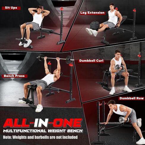 750LBS Adjustable Weight Bench Set for Full Body Workout, Foldable Bench Press with Leg Curl/Extension, Standard Workout Bench Set for US Home Gym in Saudi Arabia