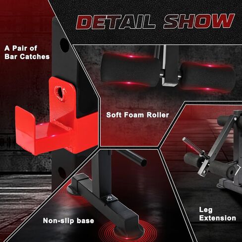 750LBS Adjustable Weight Bench Set for Full Body Workout, Foldable Bench Press with Leg Curl/Extension, Standard Workout Bench Set for US Home Gym in Saudi Arabia