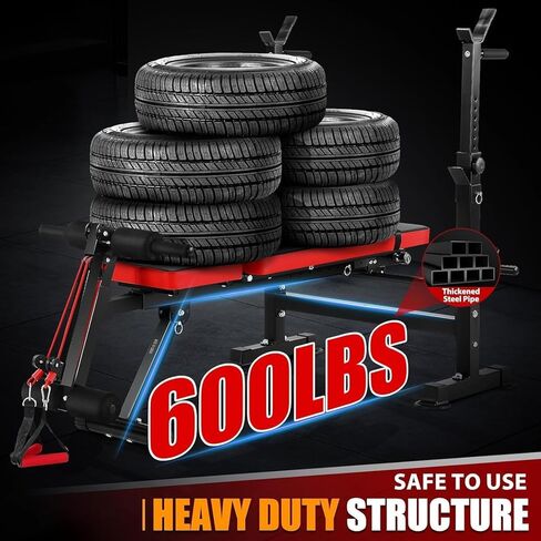 OPPSDECOR Adjustable Weight Bench Set With Removable Rowing Leg Catch, 600LBS Foldable Bench Press Set with Squat Rack Flat Incline Sit Up Workout Bench for Home Gym Strength Training in Kuwait