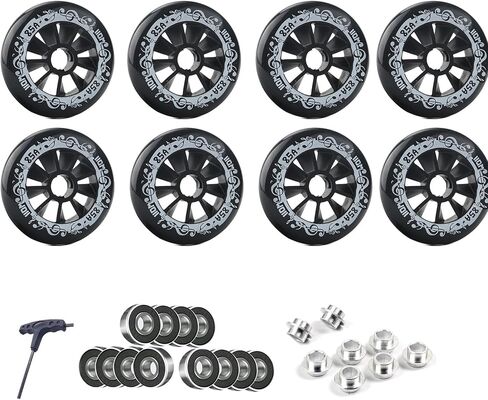 8 Pack Inline Skate Wheels 90mm 100mm 110mm Inline Wheels Replacement with ABEC-9 Bearings 85A Hardness Increased Speed and High-Grip Performance in Saudi Arabia