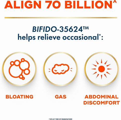 Align Probiotic, 70 مليار CFU، مزيج من 6 سلالات، بروبيوتيك للنساء والرجال، بروبيوتيك يومي لصحة الجهاز الهضمي، يساعد على تخفيف الانتفاخ والغازات العرضية، 30 كبسولة in Kuwait