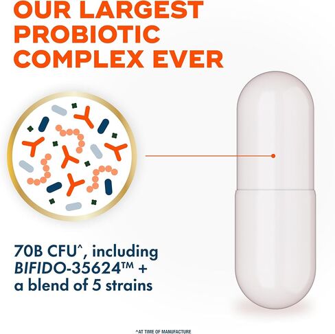 Align Probiotic, 70 مليار CFU، مزيج من 6 سلالات، بروبيوتيك للنساء والرجال، بروبيوتيك يومي لصحة الجهاز الهضمي، يساعد على تخفيف الانتفاخ والغازات العرضية، 30 كبسولة in Kuwait