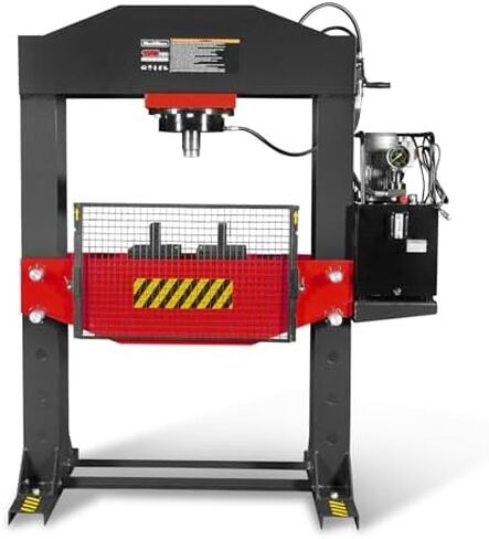 150 Ton H-Frame Electric Hydraulic Shop Press with Double-Acting Cylinder & Chain-Driven Table Lift, 110V Motor, Fully Welded Steel Frame, Safety Guard, HSP150E in Saudi Arabia