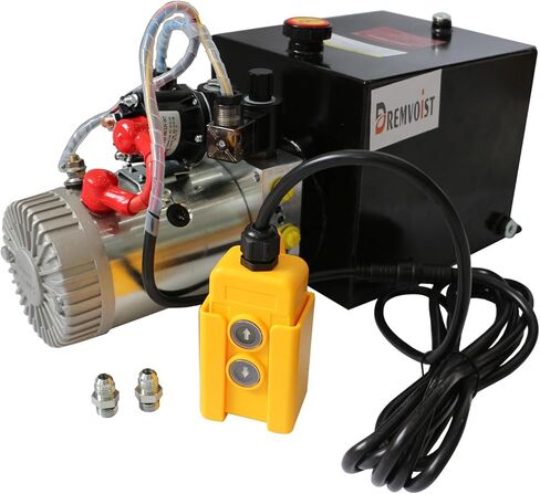 15 Quart Electric Hydraulic Pump, Hydraulic Power Unit, Double Acting Hydraulic Pump, DC12V Dump Trailer Pump, with Metal Oil Reservoir Power Unit, for Dump Trailer Car Lifting in Saudi Arabia