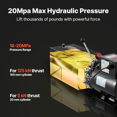 VEVOR 14 Quart Hydraulic Power Unit, Single Acting Steel Dump Trailer Pump, 3200 PSI Max Relief Pressure & 1.7 GPM Flow Rate, 220-240V Hydraulic Pump with Metal Reservoir for Dump Trailer Car Lifting in Saudi Arabia
