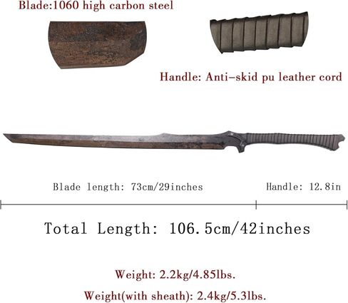 1060 High Carbon Steel Sword Handmade Machete with Full Tang Real Sharp Sword for Outdoor,Survival, Camping, Hiking, Hunting Fishing in Saudi Arabia