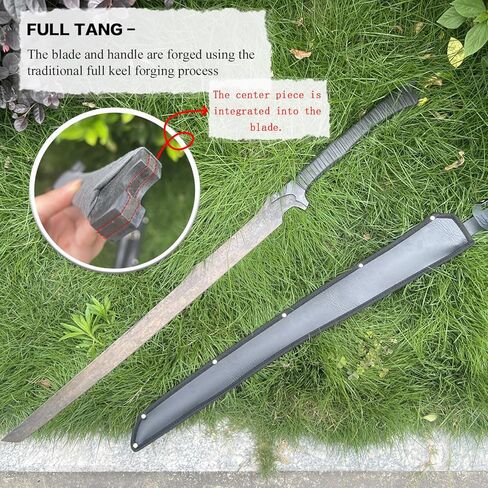 1060 High Carbon Steel Sword Handmade Machete with Full Tang Real Sharp Sword for Outdoor,Survival, Camping, Hiking, Hunting Fishing in Saudi Arabia