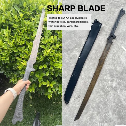 1060 High Carbon Steel Sword Handmade Machete with Full Tang Real Sharp Sword for Outdoor,Survival, Camping, Hiking, Hunting Fishing in Saudi Arabia