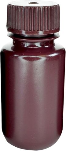 EISCO - Pack of 12, Sterile 60mL Wide Mouth Amber HDPE Reagent Bottles with Polypropylene Caps, Leak-Proof, UV Light Protection for Laboratory Samples, Durable Chemical-Resistant Lab Containers in Saudi Arabia