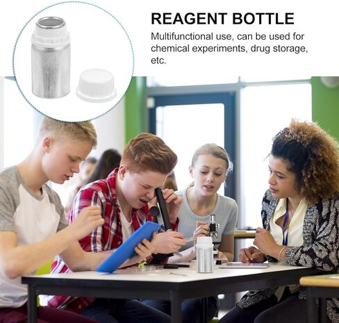 4Pcs 50Ml Aluminum Sample Bottles with Inner Caps, Metal Chemical Reagent Storage Containers for Laboratory Liquid Samples, Leak-Resistant Small Empty Reagent Bottles for in Saudi Arabia