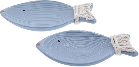 The Bridge Collection Set of 2 Wooden Fish Trinket Dishes – Coastal Fish Shaped Jewelry and Key Catchall Trays – Nautical Beach House and Lake House Tabletop Decor in Saudi Arabia