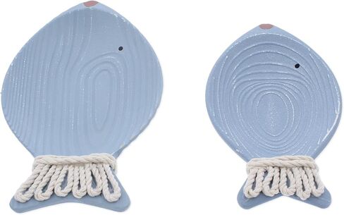 The Bridge Collection Set of 2 Wooden Fish Trinket Dishes – Coastal Fish Shaped Jewelry and Key Catchall Trays – Nautical Beach House and Lake House Tabletop Decor in Saudi Arabia