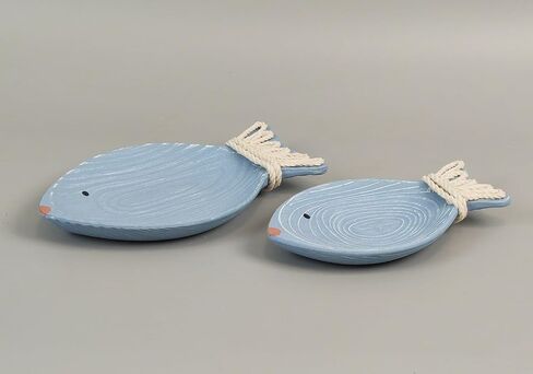 The Bridge Collection Set of 2 Wooden Fish Trinket Dishes – Coastal Fish Shaped Jewelry and Key Catchall Trays – Nautical Beach House and Lake House Tabletop Decor in Saudi Arabia