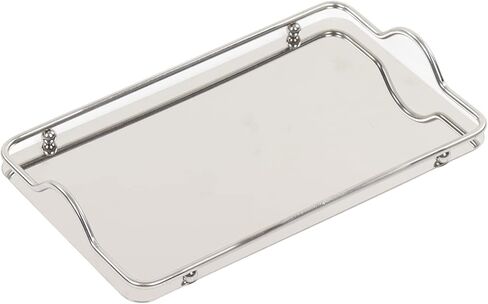 Stainless Steel Rectangle Tray, Bathroom Clutter Serving Platter with Handles for Jewelry, Perfume, Vanity, Serving, Reflective Finish in Saudi Arabia