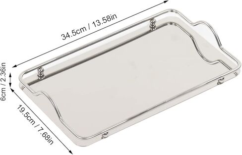 Stainless Steel Rectangle Tray, Bathroom Clutter Serving Platter with Handles for Jewelry, Perfume, Vanity, Serving, Reflective Finish in Saudi Arabia