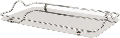 Stainless Steel Rectangle Tray, Bathroom Clutter Serving Platter with Handles for Jewelry, Perfume, Vanity, Serving, Reflective Finish in Saudi Arabia
