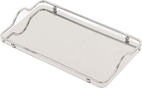 Stainless Steel Rectangle Tray, Bathroom Clutter Serving Platter with Handles for Jewelry, Perfume, Vanity, Serving, Reflective Finish in Saudi Arabia