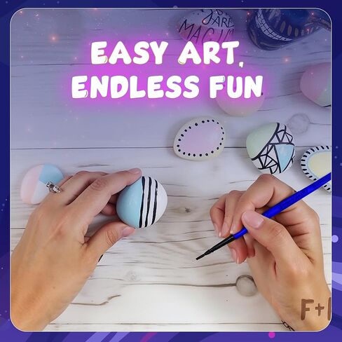 طقم الطلاء الصخري - توهج في The Dark ، 60+ PCS Arts and Crafts Rock Painting Kit للأطفال 6-12 ، اللوازم الفنية مع الوهج والدهانات القياسية ، ألعاب في الهواء الطلق للبنين والبنات عيد ميلاد وهدايا عيد الفصح in Kuwait