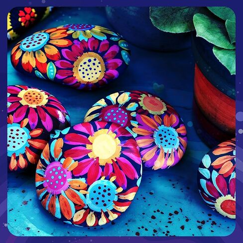 طقم الطلاء الصخري - توهج في The Dark ، 60+ PCS Arts and Crafts Rock Painting Kit للأطفال 6-12 ، اللوازم الفنية مع الوهج والدهانات القياسية ، ألعاب في الهواء الطلق للبنين والبنات عيد ميلاد وهدايا عيد الفصح in Kuwait