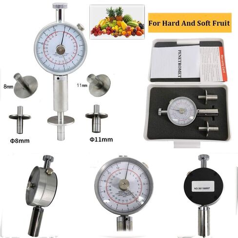 Fruit Hardness Tester Fruit Penetrometer Sclerometer Hand Fruit Durometer Hardness Tester Two Pressure Head SR 8mm SR 11mm 0.5-12kg/cm2 and 1-24kg/cm2 Fruit Hardness Tester Meter Gage in Kuwait