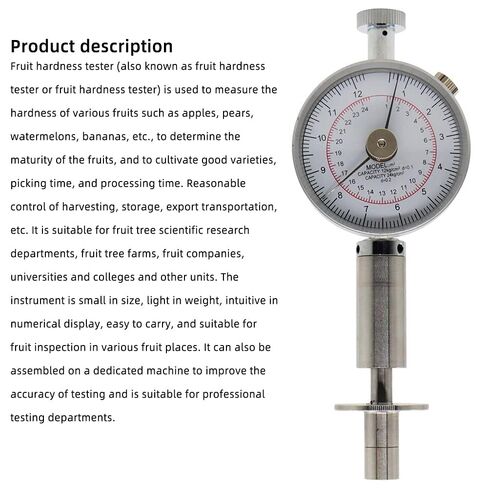 Fruit Hardness Tester Fruit Penetrometer Sclerometer Hand Fruit Durometer Hardness Tester Two Pressure Head SR 8mm SR 11mm 0.5-12kg/cm2 and 1-24kg/cm2 Fruit Hardness Tester Meter Gage in Kuwait