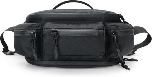 reeyee N10 Utility Cycling Waist Pack, 6.5L Expandable Motorcycle Hip Bag, 840D CORDURA Water-Resistant Sling Bag with Quick-Release Magnetic Buckle & Reflective Zipper for Hiking, Commuting - Black in Kuwait