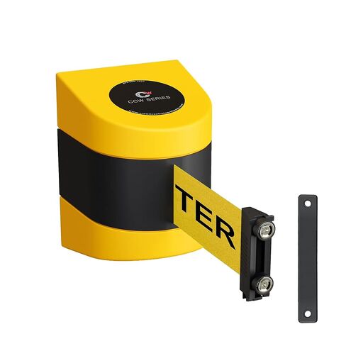CCW Series WMB-230 Magnetic Wall Mount Retractable Belt Barrier (30 Foot Belt, Yellow with"Caution - DO NOT Enter" Black Letters Belt with Yellow ABS Case) in Saudi Arabia
