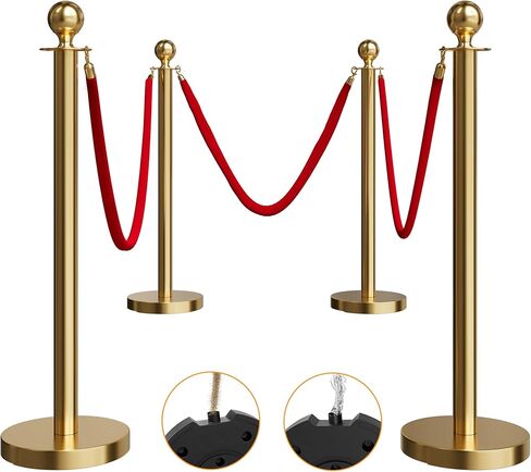 مجموعة من 6 قطع من الدعامات الذهبية والحبال المخملية، حواجز للتحكم في الحشود من الفولاذ المقاوم للصدأ، 4 قطع من حبال وأعمدة السجاد الأحمر لمستلزمات الحفلات، وإكسسوارات كشك التصوير، والحفلات الراقصة، وأعياد الميلاد، والأعمال التجارية، والزفاف، والمتاحف in Kuwait