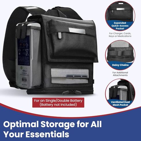 Ultralight and Rugged 360 Ventilated Backpack for Inogen One G5/Rove 6/OxyGo Next Portable Oxygen Concentrator - 1680D Fabric, Reflective Safety Straps, Trolley Sleeve in Saudi Arabia