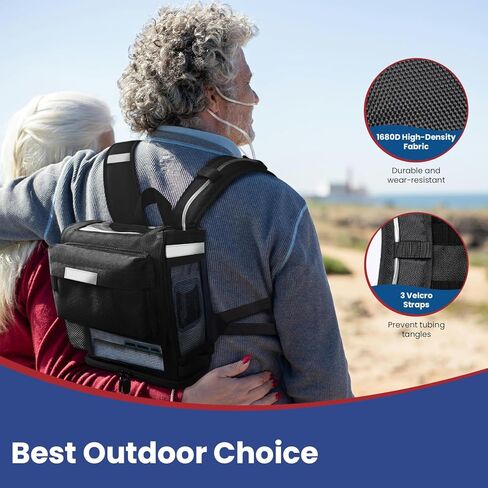 Ultralight and Rugged 360 Ventilated Backpack for Inogen One G5/Rove 6/OxyGo Next Portable Oxygen Concentrator - 1680D Fabric, Reflective Safety Straps, Trolley Sleeve in Saudi Arabia