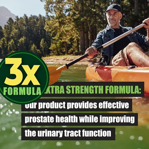 3X Formula Natural Prostate Health Supplements for Men - Saw Palmetto Reduce Nighttime Bathroom Trips + Hair Growth/Hair Loss Prevention, 2-Mons (60 Count (Pack of 1)) in Saudi Arabia