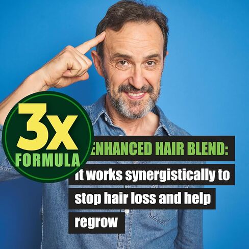 3X Formula Natural Prostate Health Supplements for Men - Saw Palmetto Reduce Nighttime Bathroom Trips + Hair Growth/Hair Loss Prevention, 2-Mons (60 Count (Pack of 1)) in Saudi Arabia