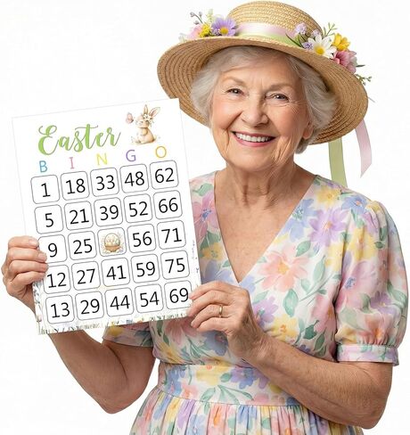Tinlade 20 Pcs Easter Jumbo Bingo Cards Bingo Games for Family Seniors, Large 8.5" x 11" Number Cards for Easter Games, School Classroom Activities and Easter' Basket Stuffer and Gift in Saudi Arabia