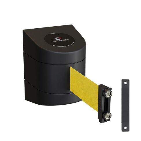 Crowd Control Warehouse - CCW Series WMB-230 Magnetic Wall Mount Retractable Belt Barrier - 30 Foot, Black Belt with Black ABS Case in Saudi Arabia