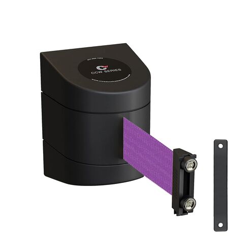 Crowd Control Warehouse - CCW Series WMB-230 Magnetic Wall Mount Retractable Belt Barrier - 30 Foot, Black Belt with Black ABS Case in Saudi Arabia