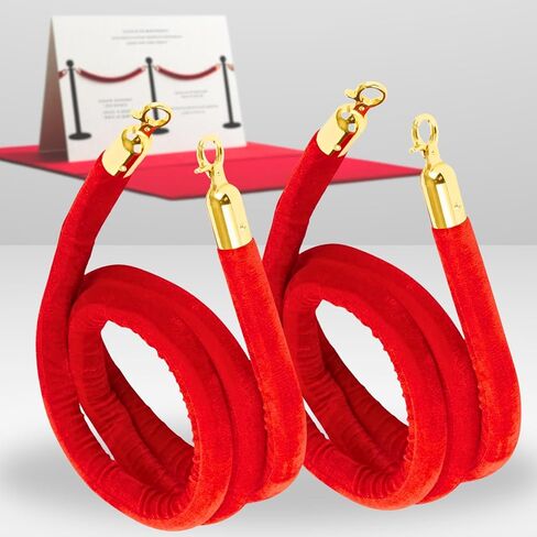 4 PCS Black Velvet Rope - 5 Ft Black Velvet Rope for Parties Crowd Queue Line for Safe Control Hanging Stanchion Tape for Ceremonies in Kuwait