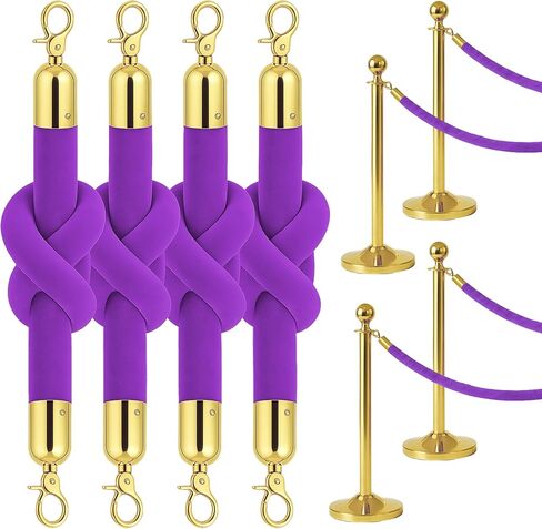 4 PСS Station Set for Parties - Pink Rope Stations for Hotel Lobby VIP Ropes for Posts with Snap Hooks Twisted Ropes for Special Events and Stands Queue in Kuwait