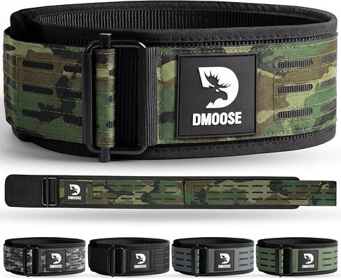 DMoose Weight Lifting Belt - Auto Locking Gym Belt for Olympic Training, WOD, Cross Training for Men and Women - 4" Nylon Workout belt with Adjustable Buckle - Provides Lumbar Support and Stability in Kuwait