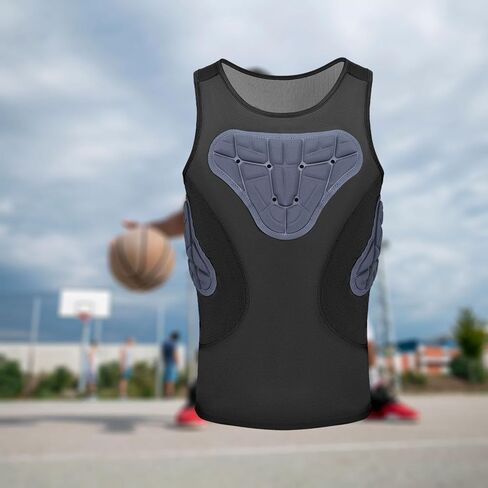 Men's Padded Chest & Rib Protector Vest - Sleeveless Training Tank Top for Skateboarding, Rugby, Sports- Medium in Saudi Arabia