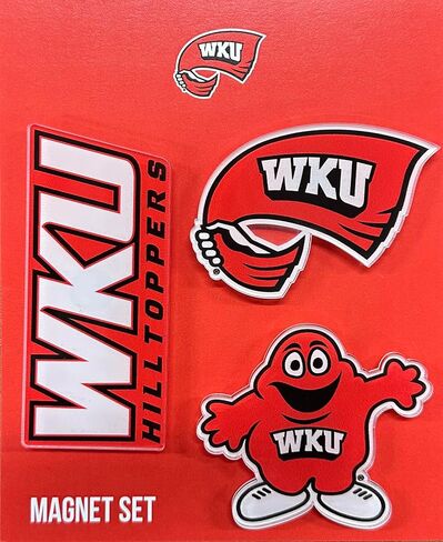 مغناطيس أكريليك لجامعة كنتاكي الغربية من صبار الصحراء، 3 عبوات من تصميم WKU Hilltoppers الزخرفي مرخص رسميًا (مجموعة المغناطيس A) in Saudi Arabia