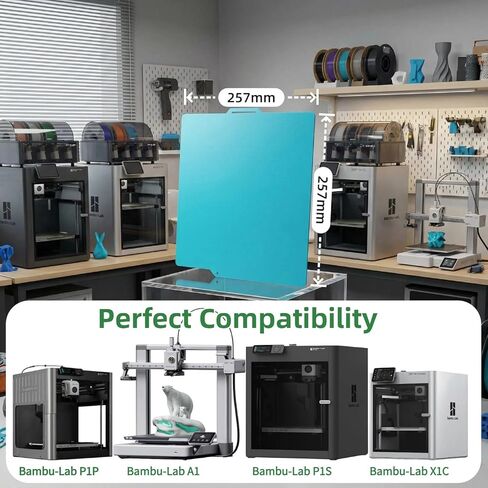 Cold Build Plate 257x257mm for Bambu lab a1/P1S/P1P/P2S/X1C/X1E 3D Printer| Room Temperature Printing | 50% Energy Saving & Anti-Clogging | High-Wear Resistant & Scratch-Proof | Double-Sided in Saudi Arabia