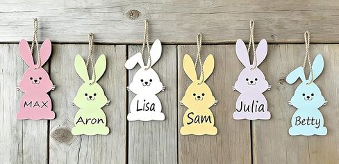 12PCS Wooden Easter Basket Name Tags - DIY Unfinished Blank Wooden Basket Tags with String, Cute Easter Decorations for Kids, Easter Party Favors, Easter Basket Name Tags, Spring Party Decor in Kuwait
