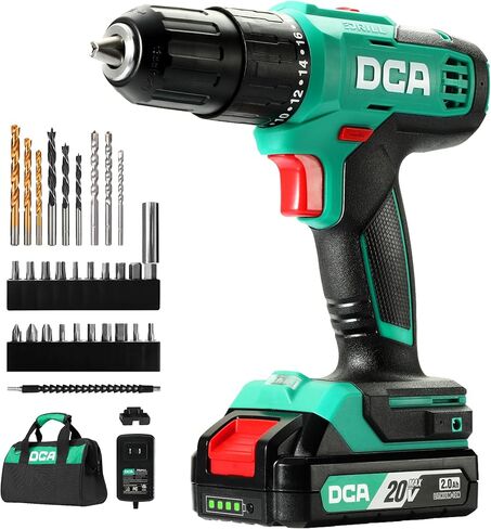 20V Cordless Hammer Drill Set, 354 In-lbs Torque, 1/2" Keyless Chuck, 22500 IPM, 2 Variable Speeds, 18+1+1 Position, Power Impact drill with 14 Drill/Driver Bits for Brick, Metal, Wood ADJZ2035i13 in Kuwait