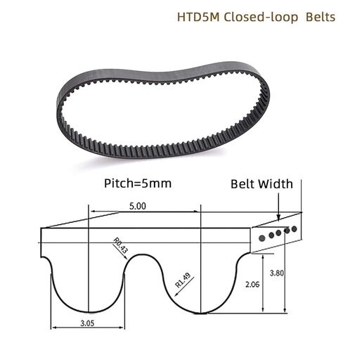 HTD5M مؤقت اشتعال الملعب طول 470/475/480/485/490/495/500/505/510 مللي متر عرض 9/10/12 مللي متر مطاط مغلق (5 متر 515 (أسنان 103) ، 10 مللي متر) in Kuwait